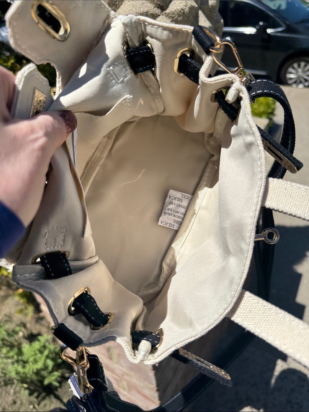 Canvas Mini Tote with Removable Mini Bag - Cream & Black Boatkin Bag NWOT’s - Picture 14 of 16